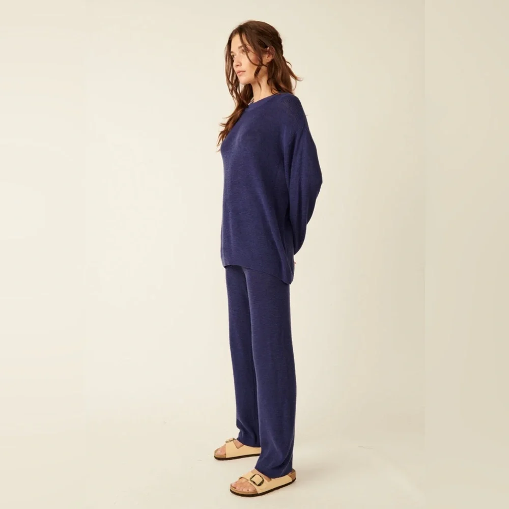 Free People Malibu Solid Pant Surf Set in Navy